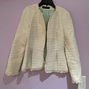 Zara elegant fabricated cream dress with silk interiors. Blemishes pictured